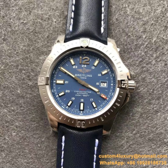 Breitling - Colt 44mm Chronograph Automatic SS/SS Blue/Stk GF A7750