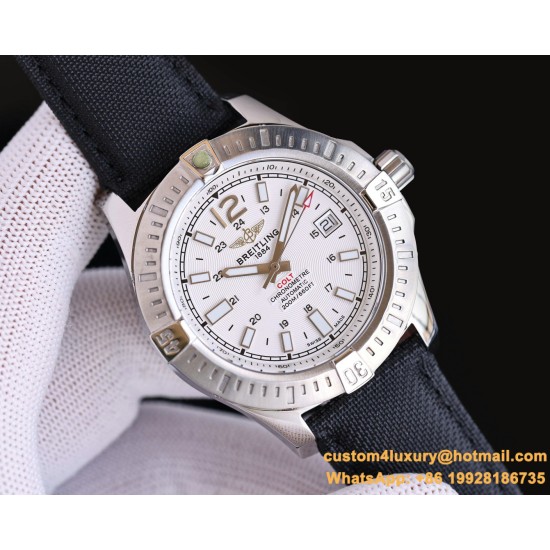 Breitling - Colt 41mm Chronograph Automatic SS/LE White/Stk TRF A7750