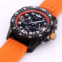 Professional Chronograph PVD Black Dial On Orange Strap Swiss Quartz