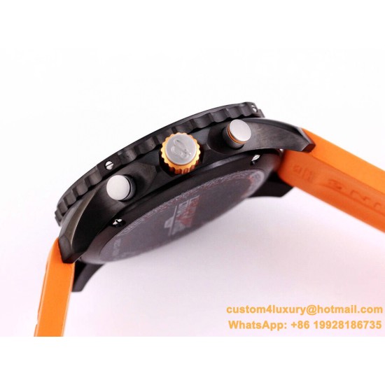 Professional Chronograph PVD Black Dial On Orange Strap Swiss Quartz