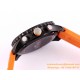 Professional Chronograph PVD Black Dial On Orange Strap Swiss Quartz