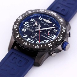 Professional Chronograph PVD Black Dial On Blue Strap Swiss Quartz