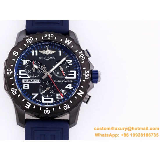 Professional Chronograph PVD Black Dial On Blue Strap Swiss Quartz
