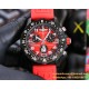 Professional Chronograph PVD Black Dial On Red Strap Swiss Quartz