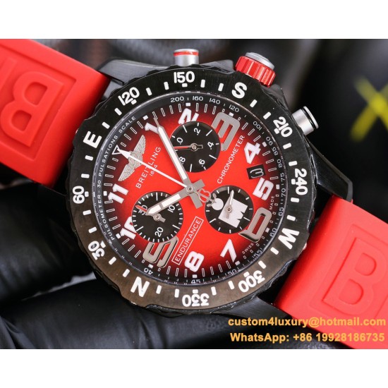 Professional Chronograph PVD Black Dial On Red Strap Swiss Quartz