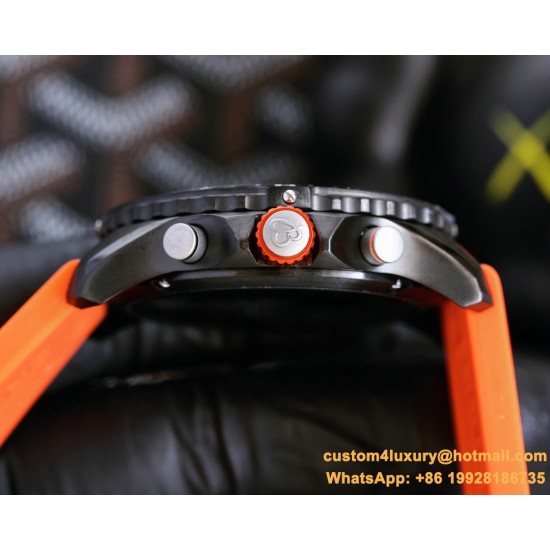 Professional Chronograph PVD Black Dial On Red Strap Swiss Quartz