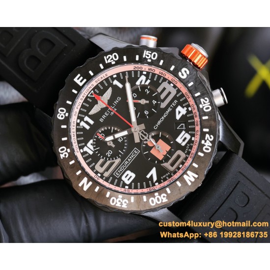 Professional Chronograph PVD Black Dial On Red Strap Swiss Quartz