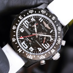 Professional Chronograph PVD Black Dial On White Strap Swiss Quartz
