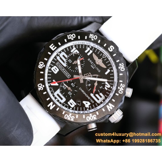 Professional Chronograph PVD Black Dial On White Strap Swiss Quartz