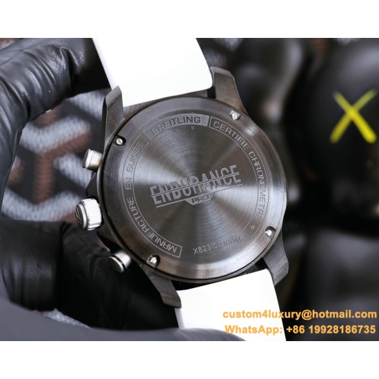 Professional Chronograph PVD Black Dial On White Strap Swiss Quartz