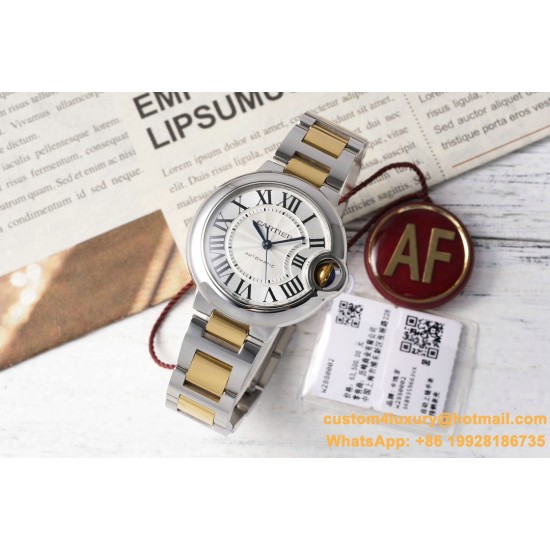 Ballon Bleu De Cartier 33mm YG/SS White/Rmn AF NH05
