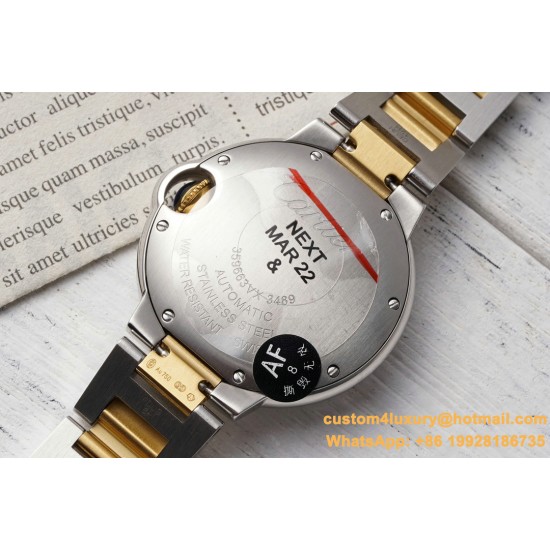 Ballon Bleu De Cartier 33mm YG/SS White/Rmn AF NH05