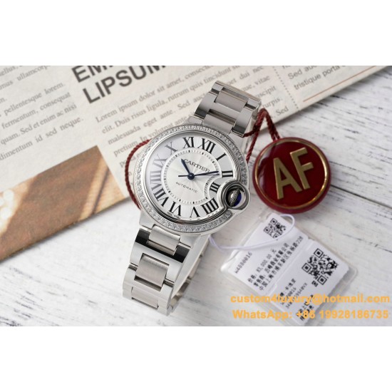 Ballon Bleu De Cartier 33mm Dia SS/SS White Dial AF NH05