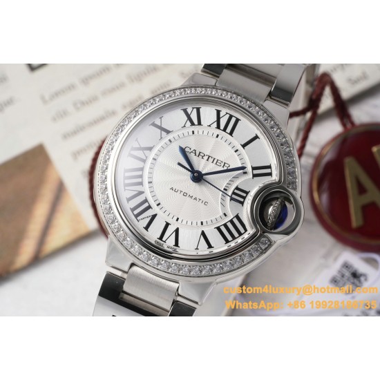 Ballon Bleu De Cartier 33mm Dia SS/SS White Dial AF NH05