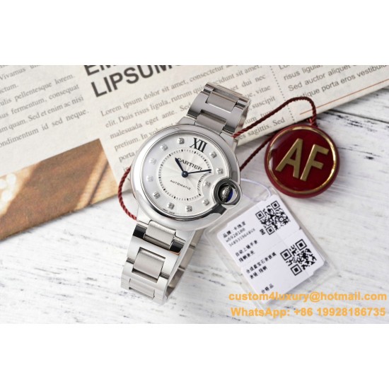 Ballon Bleu De Cartier 33mm SS/SS White/Dia AF NH05