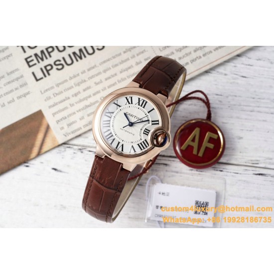 Ballon Bleu De Cartier 33mm RG/LE White/Rmn AF NH05