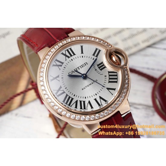 Ballon Bleu De Cartier 33mm Dia RG/LE White/Rmn AF NH05