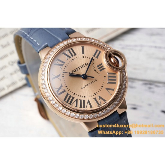 Ballon Bleu De Cartier 33mm Dia RG/LE Gold/Rmn AF NH05