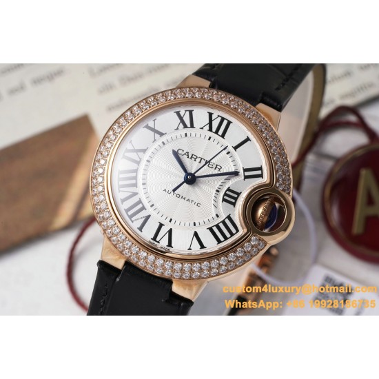 Ballon Bleu De Cartier 33mm Dia RG/LE White/Rmn AF NH05