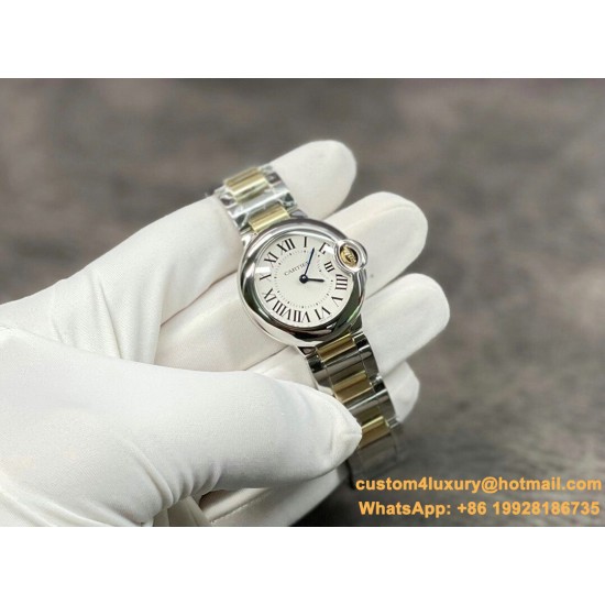 Ballon Bleu De Cartier 28mm YG/SS White Dial V6F Quartz