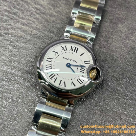 Ballon Bleu De Cartier 28mm YG/SS White Dial V6F Quartz