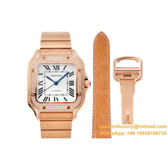 Santos De Cartier 35mm Dia RG/RG White Dial BVF MY9019