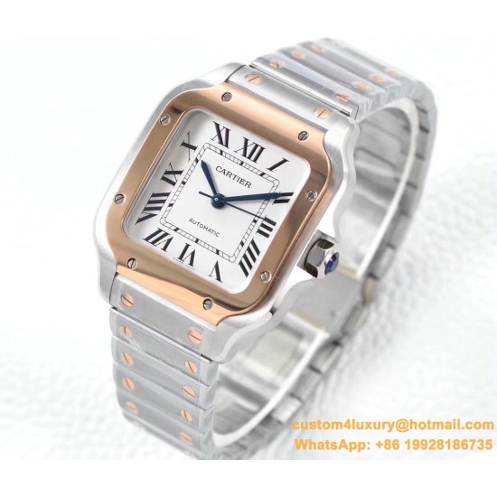Cartier - Santos De Cartier 2018 Mens XL RG/SS Wht BVF MY9015