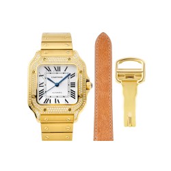 Santos De Cartier 35mm Diams YG/YG White Dial BVF MY9019