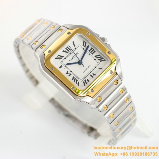 Santos De Cartier 35mm YG/SS White Dial GF MY9039