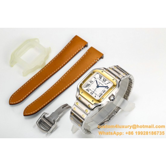 Santos De Cartier 35mm YG/SS White Dial GF MY9039