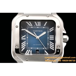 Cartier - Santos De Cartier 2018 Mens XL SS/SS Blue GF MY9015