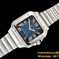 Cartier - Santos De Cartier 2018 Mens XL SS/SS Blue GF MY9015