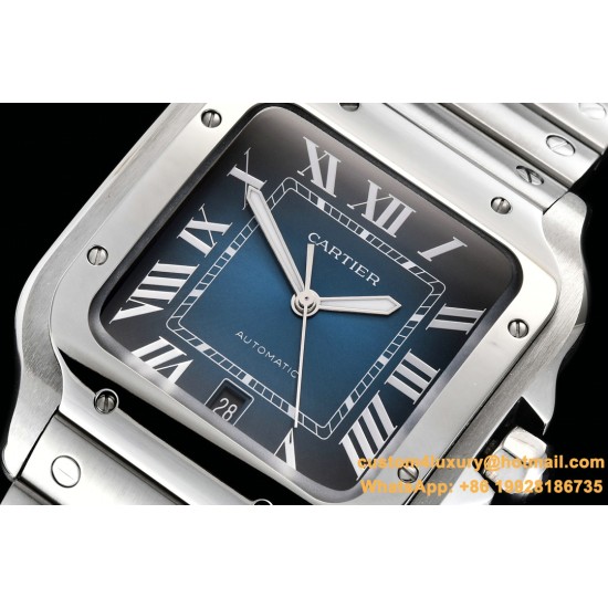 Cartier - Santos De Cartier 2018 Mens XL SS/SS Blue GF MY9015