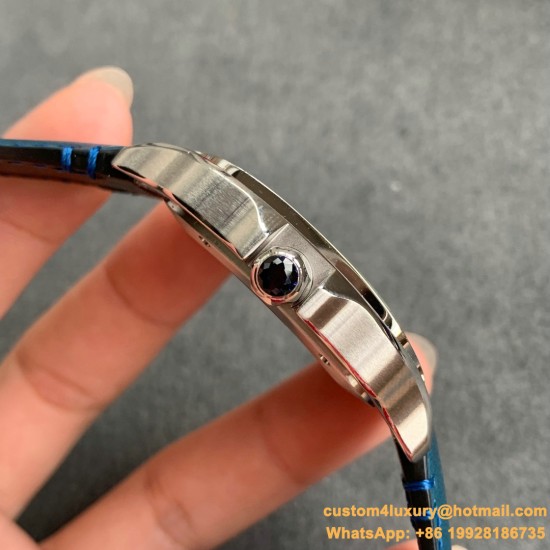 Santos De Cartier Mens XL 40MM SS/LE Blue/Rmn GF MY9019