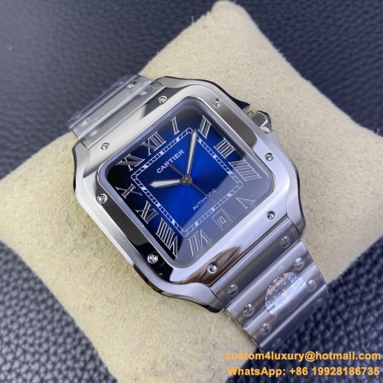 Santos De Cartier 2018 Mens XL 40mm SS/SS Blue BVF MY9019