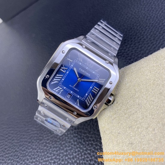 Santos De Cartier 2018 Mens XL 40mm SS/SS Blue BVF MY9019