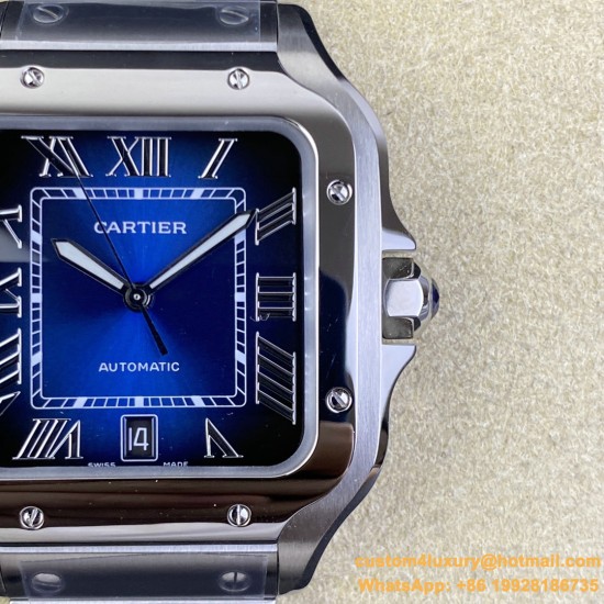 Santos De Cartier 2018 Mens XL 40mm SS/SS Blue BVF MY9019