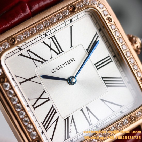 Santos Dumont Red Dia RG/LE Silver Dial AF Quartz