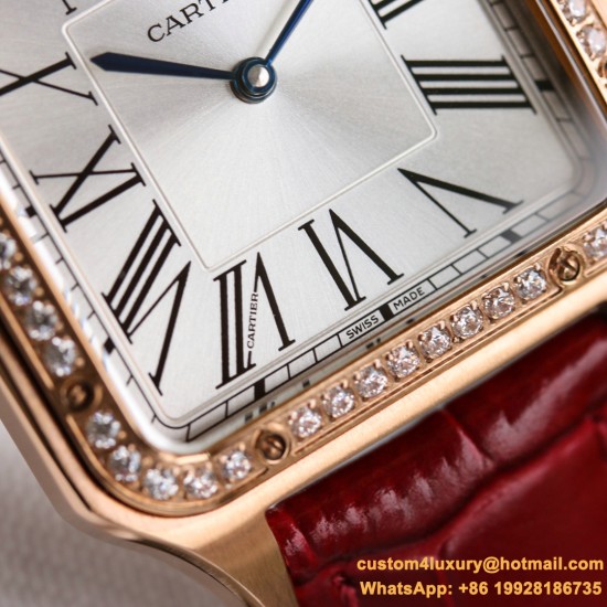 Santos Dumont Red Dia RG/LE Silver Dial AF Quartz