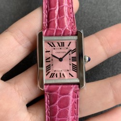 Tank Must Small Pink dial On Brown Purple Strap K11F Quartz