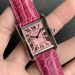 Tank Must Small Pink dial On Brown Purple Strap K11F Quartz