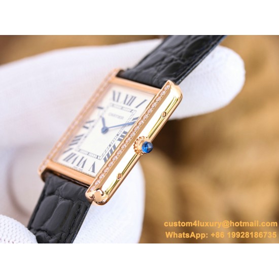 Tank Must Dia Black 24mm/27mm RG/LE White Dial 3WF Quartz