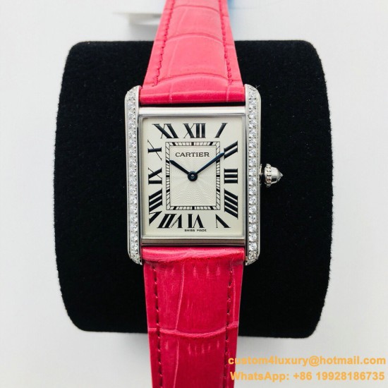 Cartier - Tank Louis 22mm/25.5mm Red Dia SS/LE White Dial VSF Quartz