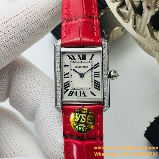 Cartier - Tank Louis 22mm Red Dia SS/LE White Dial VSF Quartz