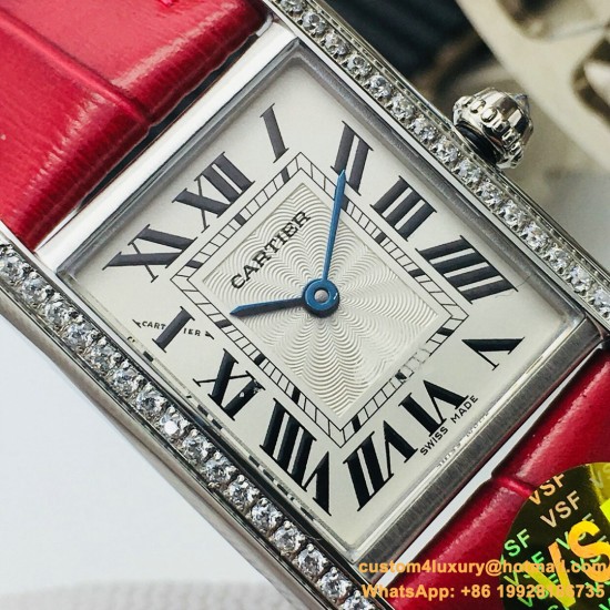 Cartier - Tank Louis 22mm Red Dia SS/LE White Dial VSF Quartz