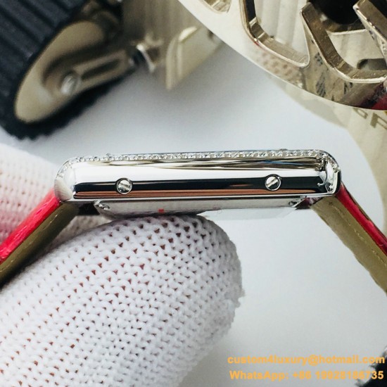 Cartier - Tank Louis 22mm Red Dia SS/LE White Dial VSF Quartz