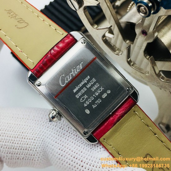 Cartier - Tank Louis 22mm Red Dia SS/LE White Dial VSF Quartz