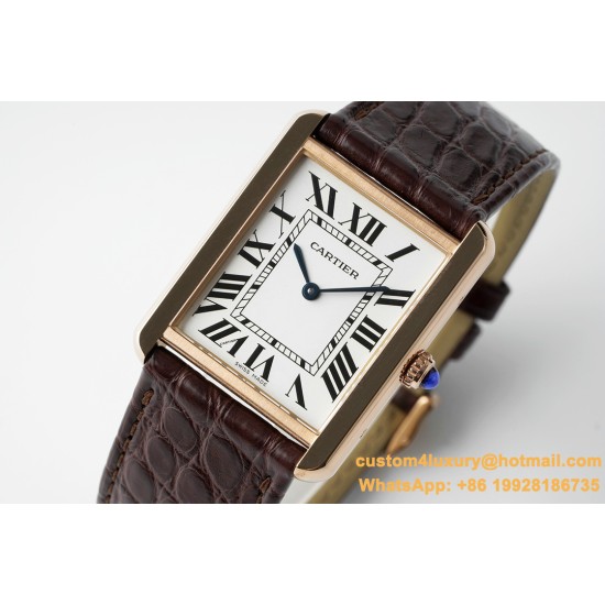 Cartier - Tank Solo 27.4mm RG/LE White Dial AF Quartz