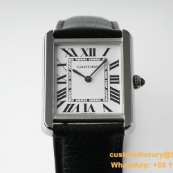 Cartier - Tank Solo 24.4mm White Dial on Lychee Grain Leather AF Quartz