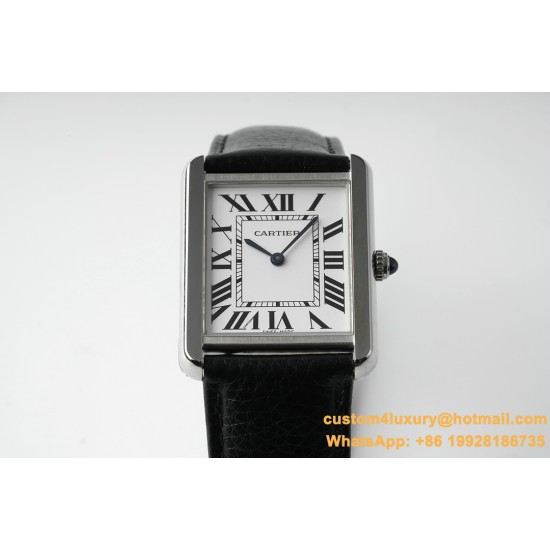 Cartier - Tank Solo 24.4mm White Dial on Lychee Grain Leather AF Quartz